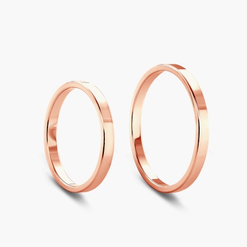 Obrączki ślubne: różowe złoto, płaskie, 2 mm